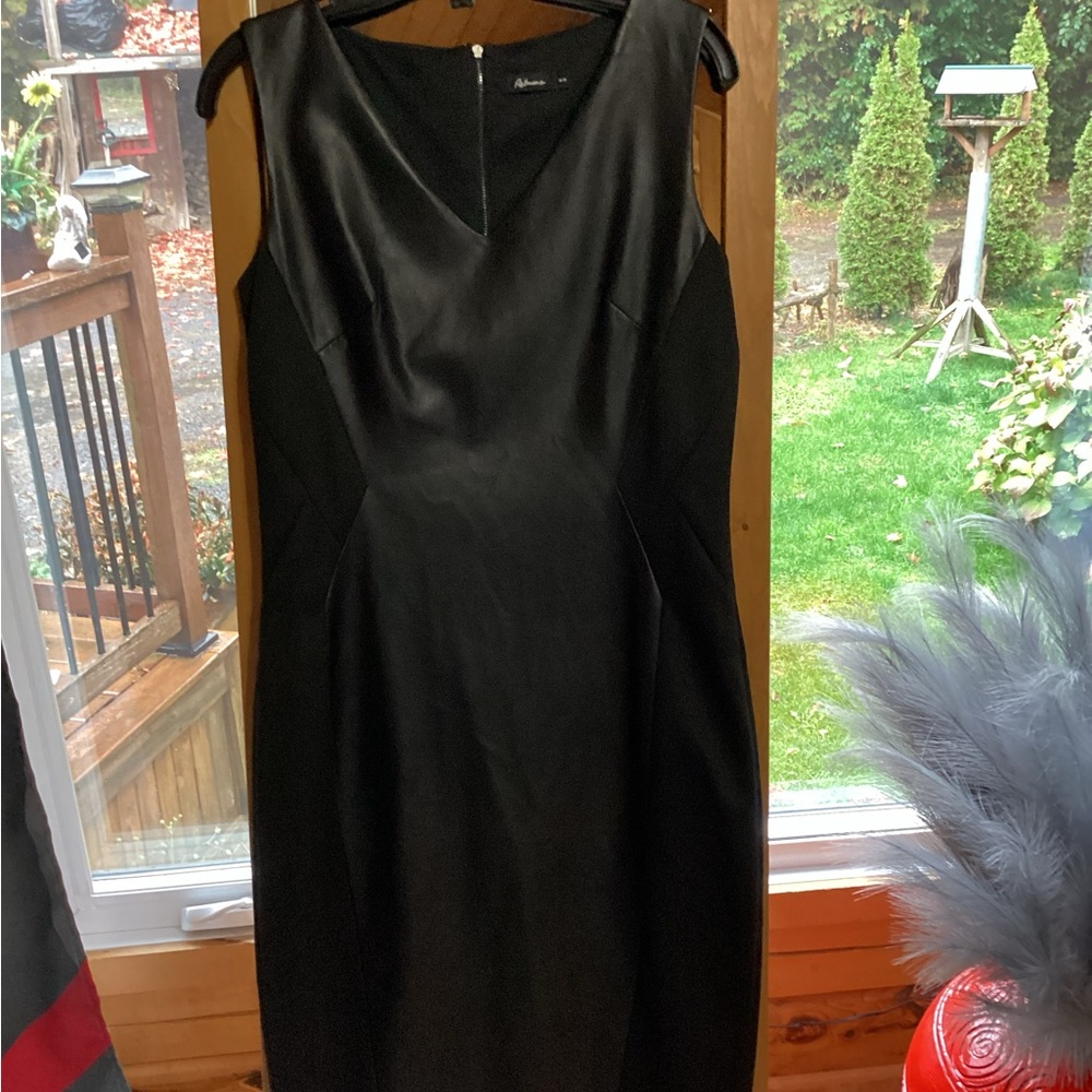 Reitmans Classic Mixed Media Black Midi Dress